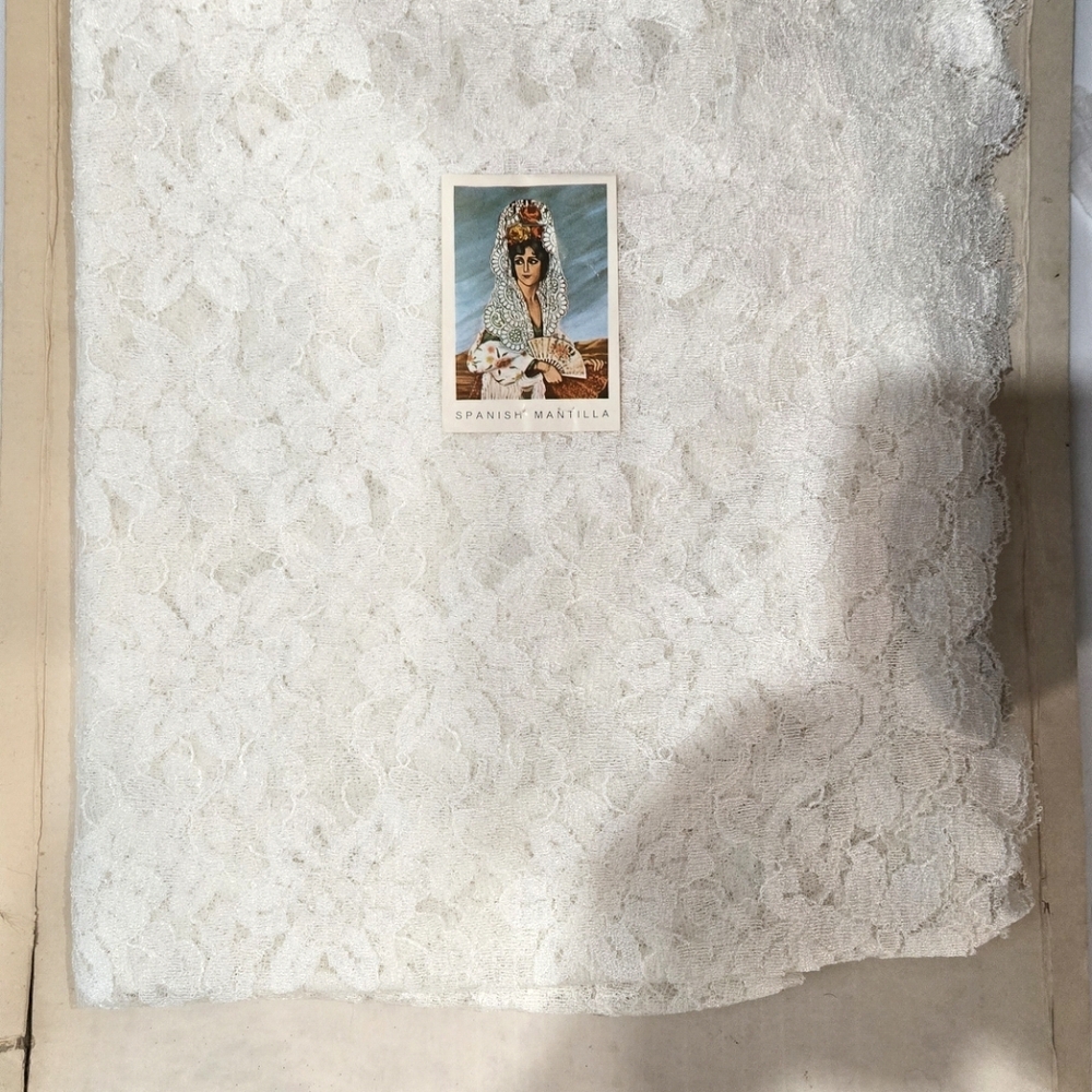 Vintage Elegant White Lace Spanish Mantilla